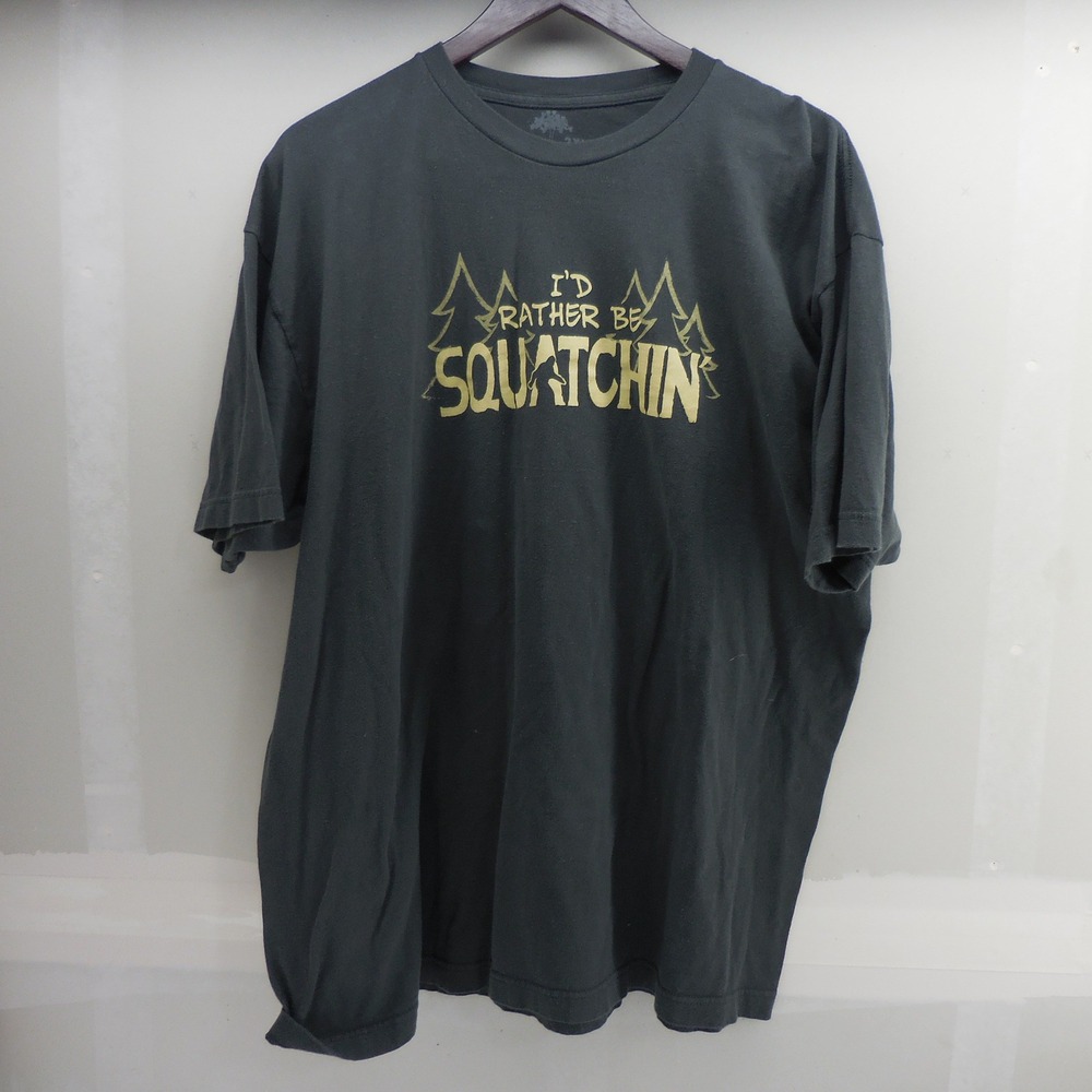 Ann Arbor T-Shirt Co Id Rather Be Squatchin Bigfoot Graphic Tee Gray Mens 2XL